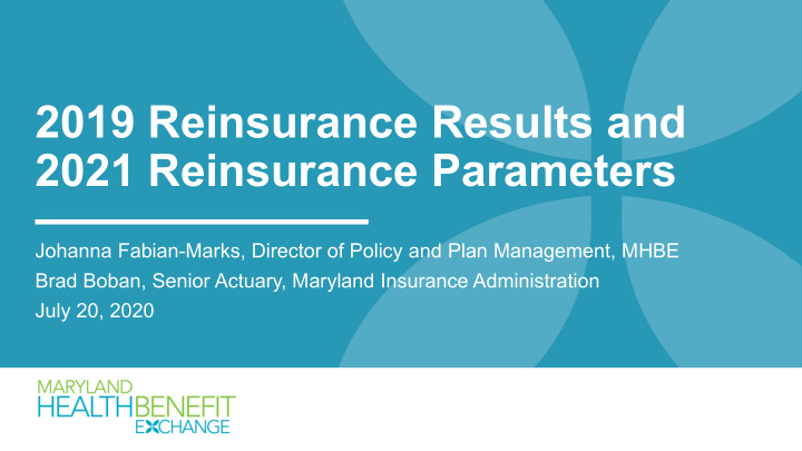 2019 reinsurance results and 2021 reinsurance parameters