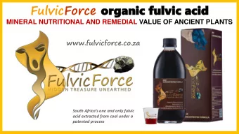 FulvicForce organi  organic fu  c fulvic acid  lvic acid  MINERAL NUTRITIONAL AND REMEDIAL VALUE OF