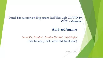 Abhijeet Angane Senior Vice President  Relationship Head  West Region  India Factoring and