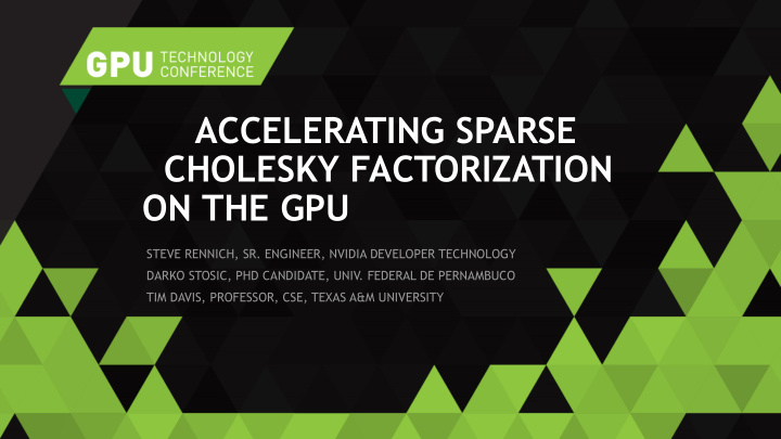 accelerating sparse cholesky factorization