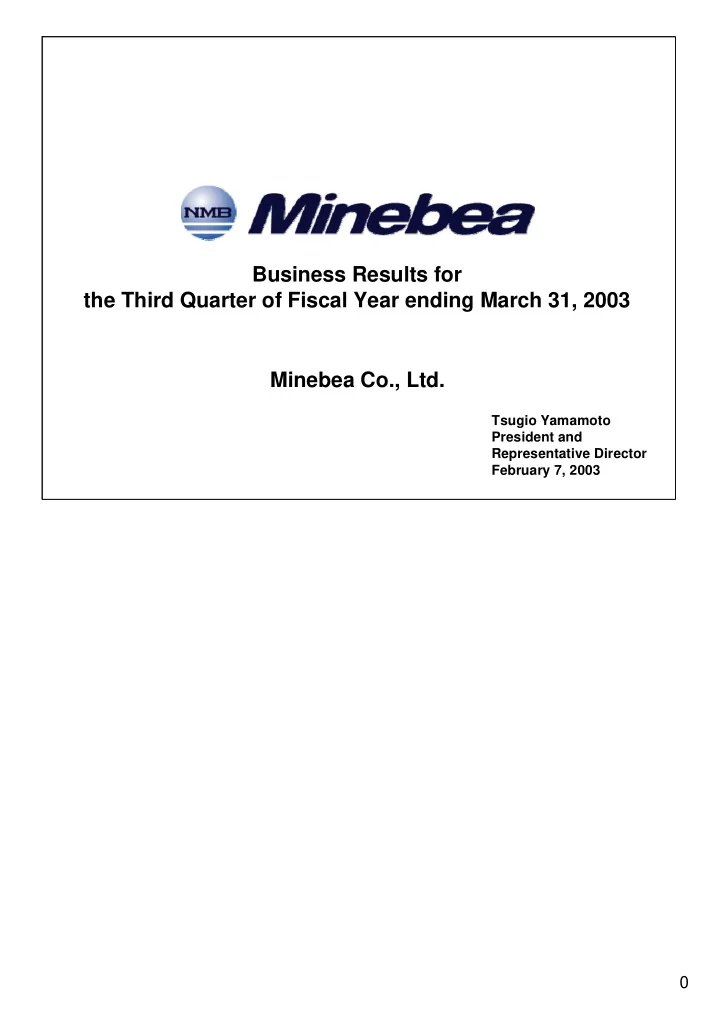 business results for the third quarter of fiscal year