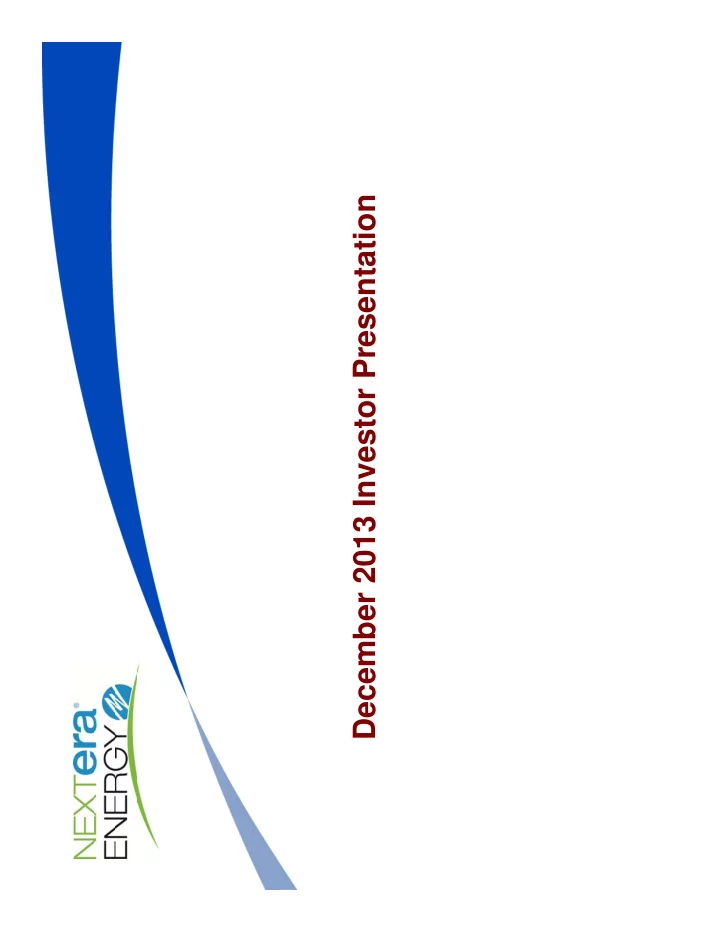 december 2013 investor presentation cautionary statements