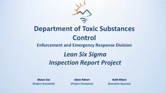 Department of Toxic Substances  Control  Enforcement and Emergency Response Division  Lean Six