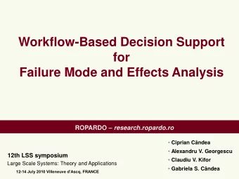 Workflow-Based Decision Support  for  Failure Mode and Effects Analysis ROPARDO