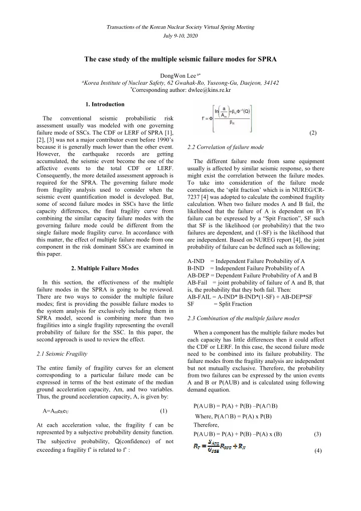 the case study of the multiple seismic failure modes for