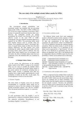 The case study of the multiple seismic failure modes for SPRA DongWon Lee a * a Korea Institute of