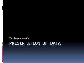 PRESENTATION OF DATA  Data summarization  Is the organization of data in a way for easy