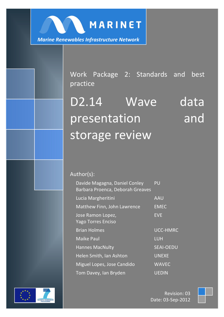 d2 14 wave data presentation and storage review