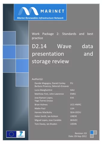 D2.14  Wave  data  presentation  and  storage review  Author(s):  Davide Magagna, Daniel Conley PU