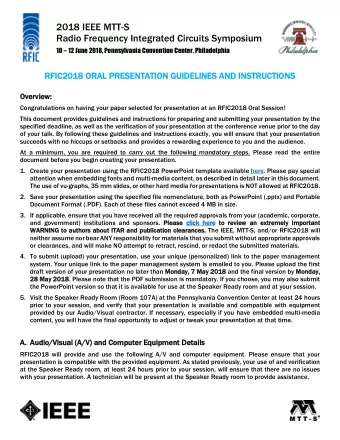 Radio Frequency Integrated Circuits Symposium 10  12 June 2018, Pennsylvania Convention Center,