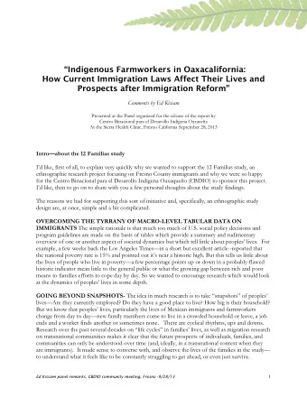 Indigenous Farmworkers in Oaxacalifornia:  How Current Immigration Laws Affect Their Lives and