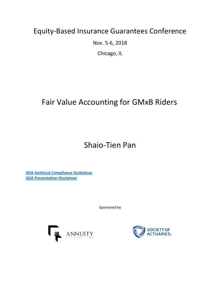 fair value accounting for gmxb riders shaio tien pan