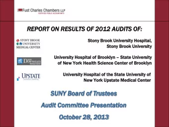 New  w York Upstate  ate Medical  ical Cent  nter  er  SUNY Bo  Board of  of T  Trustees  es  Audit
