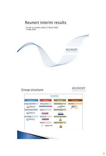 1  CBi-electric  Nashua  Reutech  NSN Investment  Circuit breakers  Copiers  Radio comms  Mobile