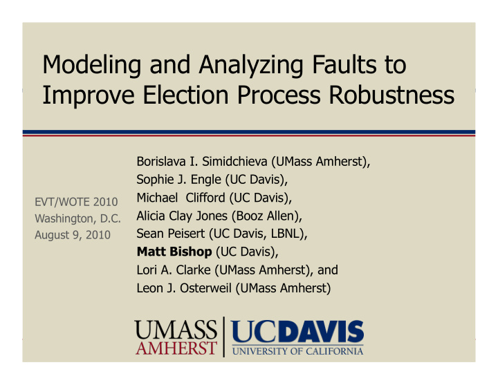 modeling and analyzing faults to improve election process