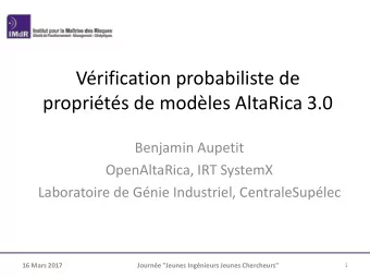 Vrification probabiliste de  proprits de modles AltaRica 3.0  Benjamin Aupetit