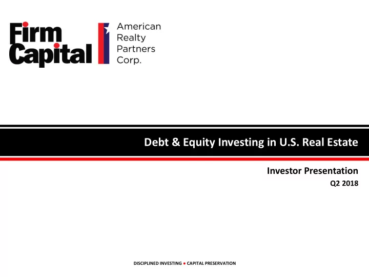debt equity investing in u s real estate