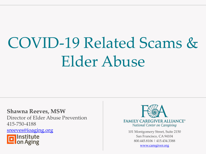 covid 19 related scams elder abuse