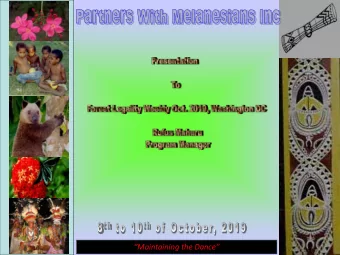 Maintaining the Dance  Who are we ?  History:  PwM is a National Conservation and