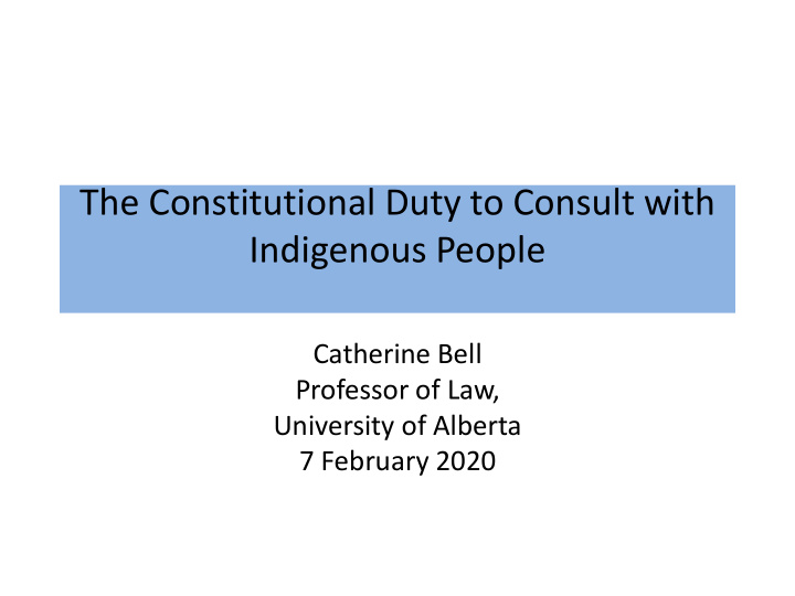 the constitutional duty to consult with indigenous people