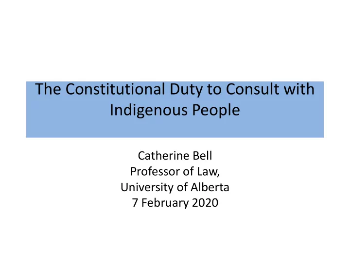 the constitutional duty to consult with indigenous people