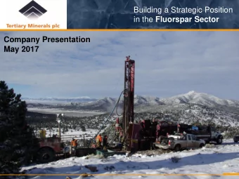 in the Fluorspar Sector  Company Presentation  May 2017  Disclaimer The content of information