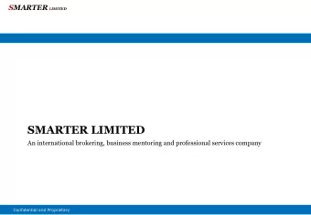 SMARTER LIMITED  An international brokering, business mentoring and professional services company