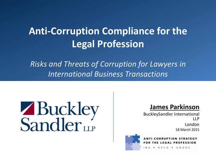 anti corruption compliance for the legal profession