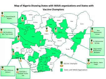 Map of Nigeria Showing States with WAVA organizations and States with  Vaccine Champions  Sokoto