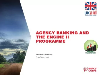 THE ENGINE II  PROGRAMME  Adeyinka Onabolu  State Team Lead Educating Nigerian Girls in New