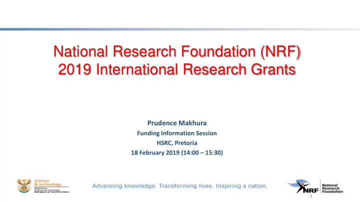 national research foundation nrf 2019 international