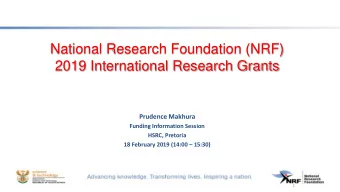 National Research Foundation (NRF)  2019 International Research Grants  Prudence Makhura  Funding