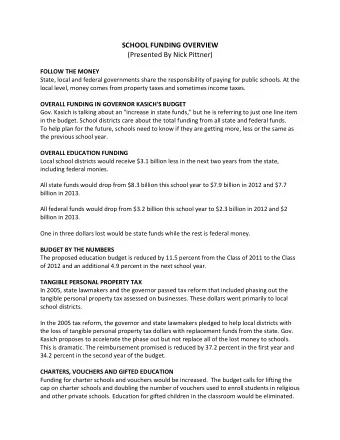 SCHOOL  FUNDING  OVERVIEW    (Presented  By  Nick  Pittner)     FOLLOW