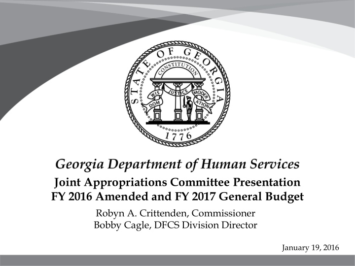 joint appropriations committee presentation fy 2016