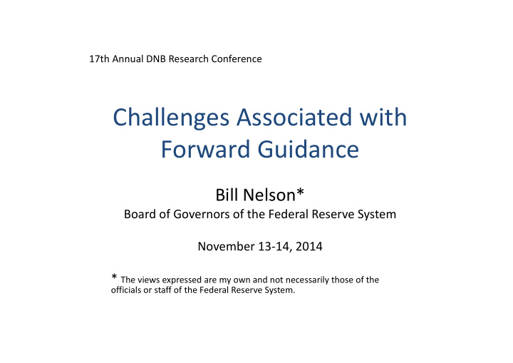 challenges associated with forward guidance