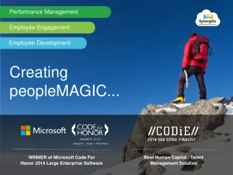 peopleMAGIC...  WINNER of Microsoft Code For  Best Human Capital / Talent  Honor 2014 Large