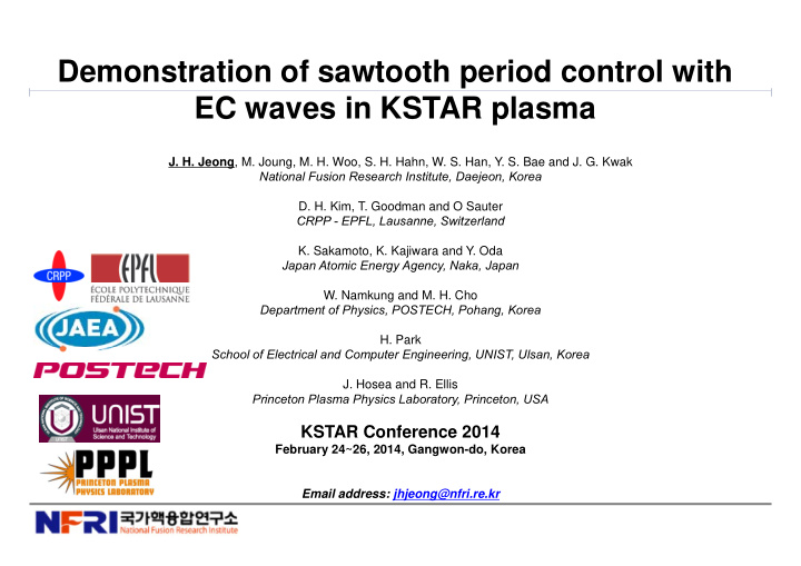 demonstration of sawtooth period control with ec waves in