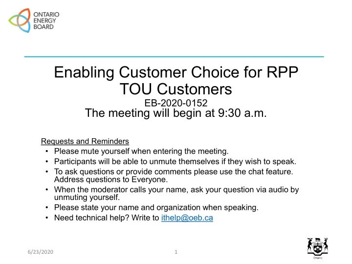 enabling customer choice for rpp tou customers