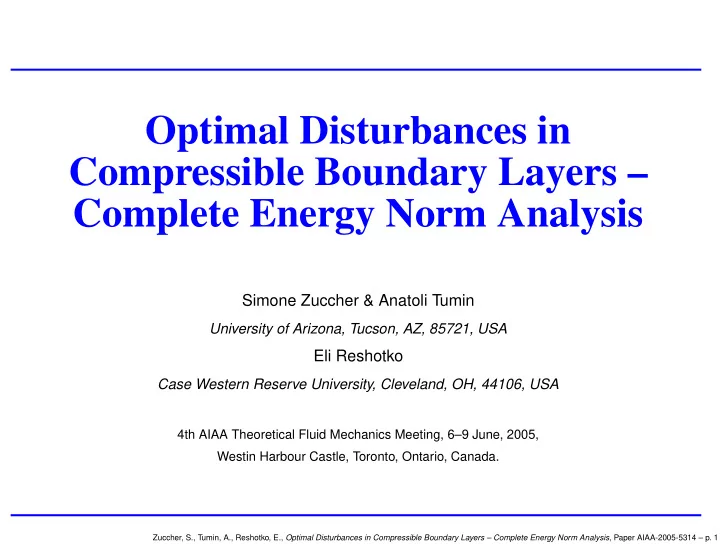 optimal disturbances in compressible boundary layers