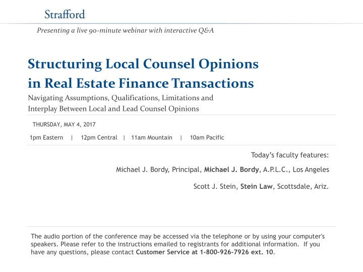 structuring local counsel opinions in real estate finance