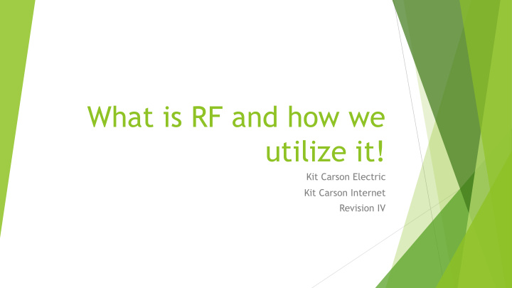 what is rf and how we utilize it