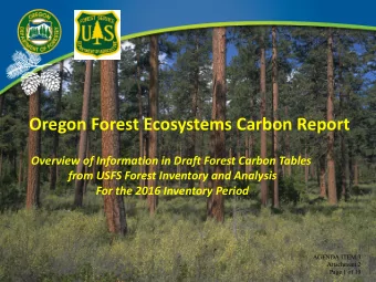 Oregon Forest Ecosystems Carbon Report  Overview of Information in Draft Forest Carbon Tables  from