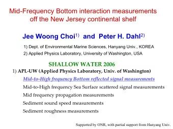 Mid-Frequency Bottom interaction measurements  off the New Jersey continental shelf Jee Woong Choi