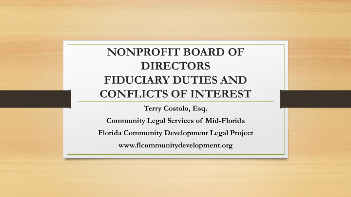 nonprofit board of directors fiduciary duties and