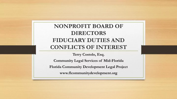 nonprofit board of directors fiduciary duties and