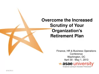 Retirement Plan  Finance, HR &amp; Business Operations  Conference  Washington, DC  April 30 - May