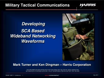 Developing  SCA Based  Wideband Networking  Waveforms Mark Turner and Ken Dingman  Harris
