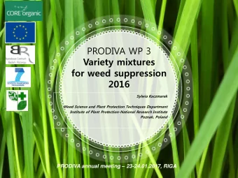 Variety mixtures for weed suppression  2016  Sylwia Kaczmarek  Weed Science and Plant Protection