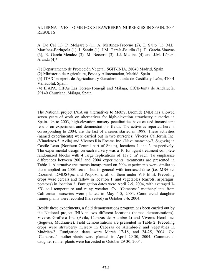 alternatives to mb for strawberry nurseries in spain 2004