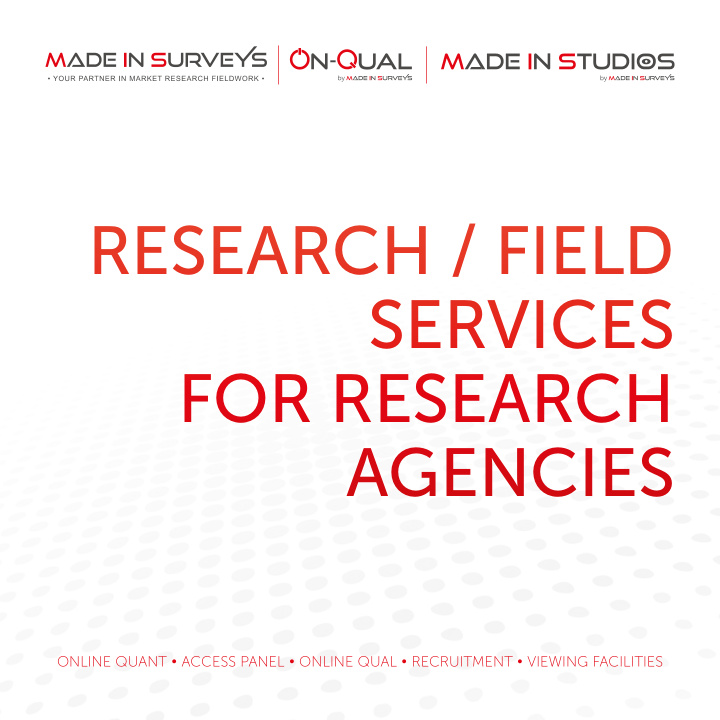research field services for research agencies